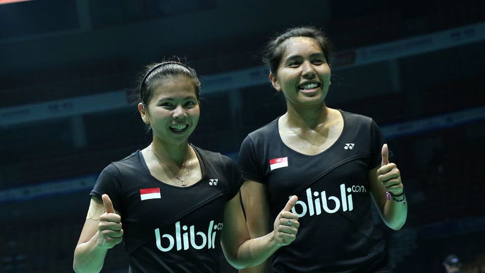 Greysia Polii dan Nitya Krishinda Maheswari, pasangan ganda putri Indonesia. Copyright: © PBSI